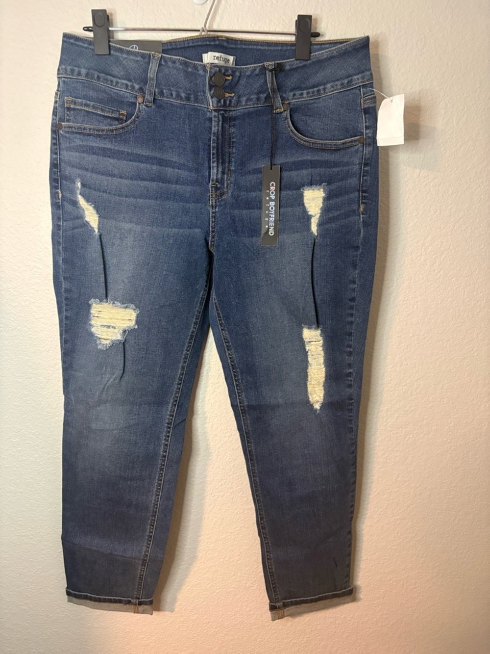 refuge Distressed Cropped Boyfriend Jeans